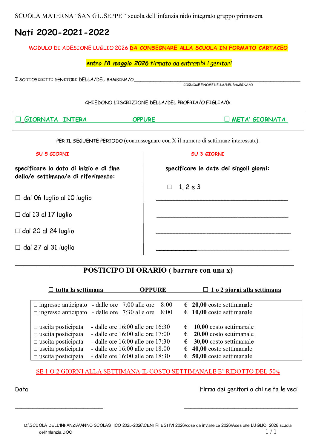 MODULO ADESIONE LUGLIO nati 2020-2021-2022